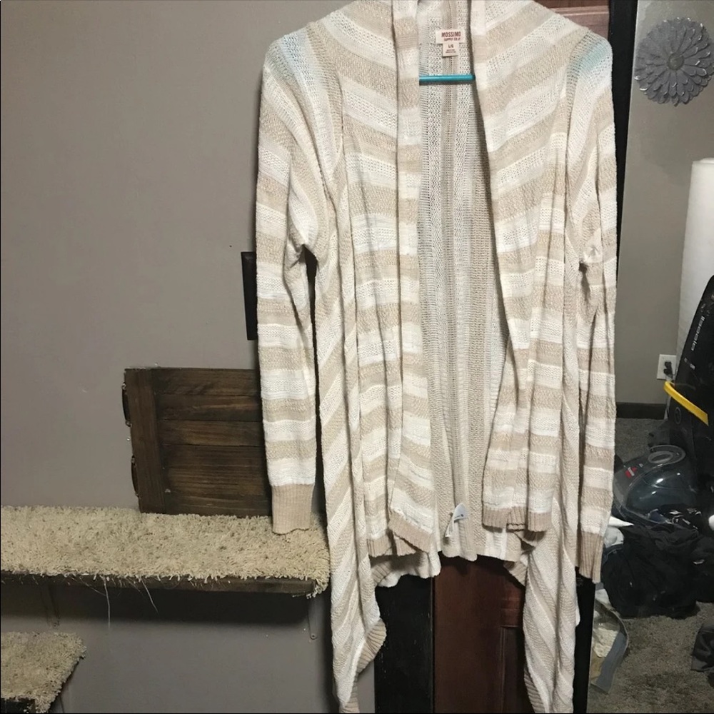 Large cream&white striped cardigan sweater size L